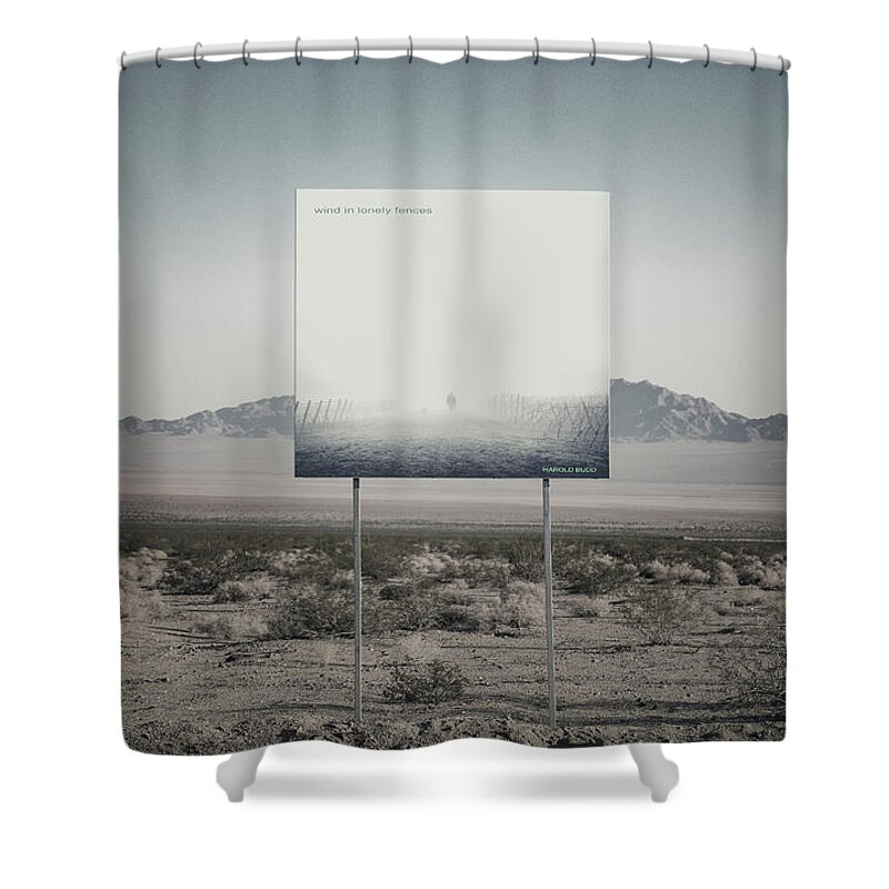 Harold Budd Shower Curtain featuring the digital art Wind in Lonely Fences, Harold Budd by Mal Bray