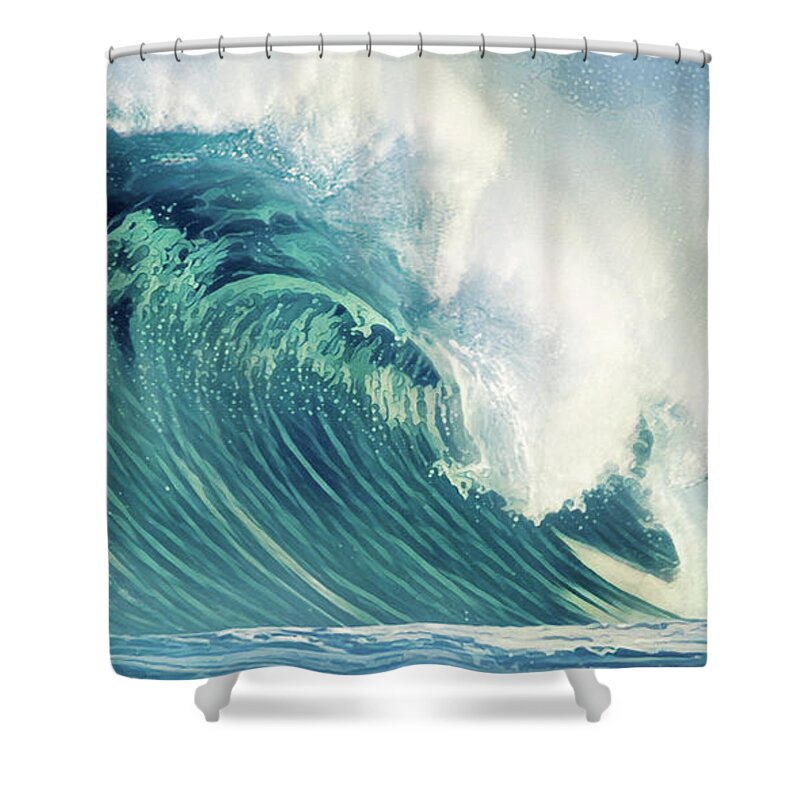 Waves Shower Curtain featuring the painting Wind Waves by Russ Harris