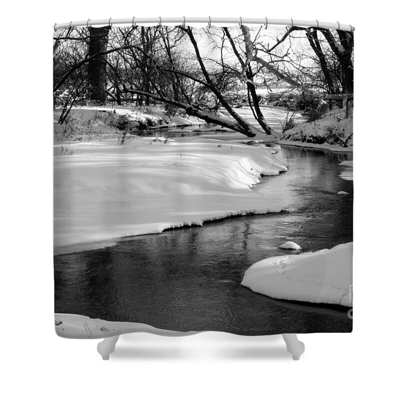 1st Winterstorm Shower Curtain featuring the photograph Winding River by Julie Lueders 