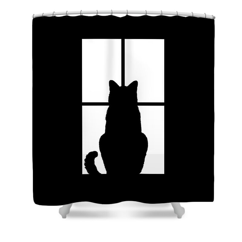 Cat Shower Curtain featuring the digital art Window Cat by Garaga Designs