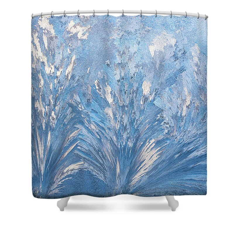 Cheryl Baxter Photography Shower Curtain featuring the photograph Window Frost Waves by Cheryl Baxter