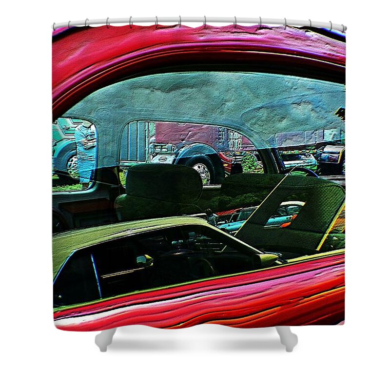 Cars Shower Curtain featuring the photograph Window reflection bump map by Karl Rose