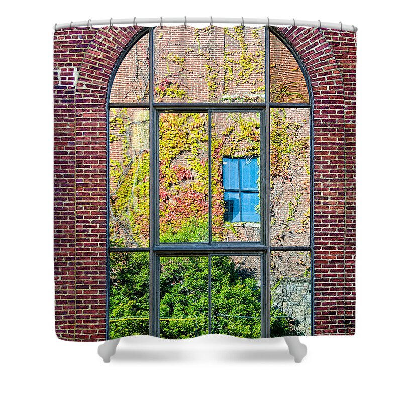 Georgetown; Windows; Reflection Shower Curtain featuring the photograph Window Reflection by Georgette Grossman