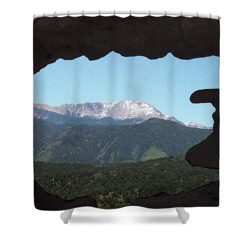 Mountain Shower Curtain featuring the photograph Window to Pikes Peak by Will Burlingham