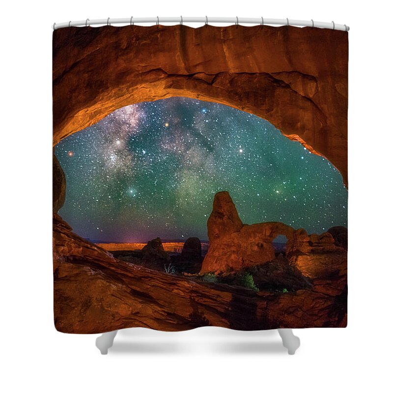 Night Sky Shower Curtain featuring the photograph Window to the Heavens by Darren White