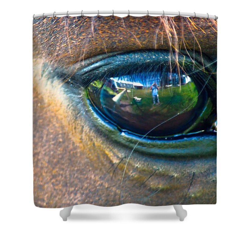 Eye Shower Curtain featuring the photograph Windows of the Soul by Bonfire Photography