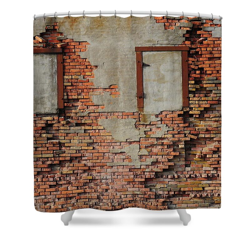 Bricked In Shower Curtain featuring the photograph Windows that do not See by David Arment