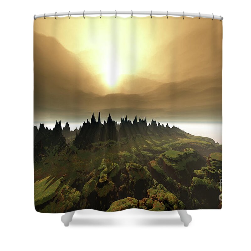 River Shower Curtain featuring the painting Windrift by Corey Ford