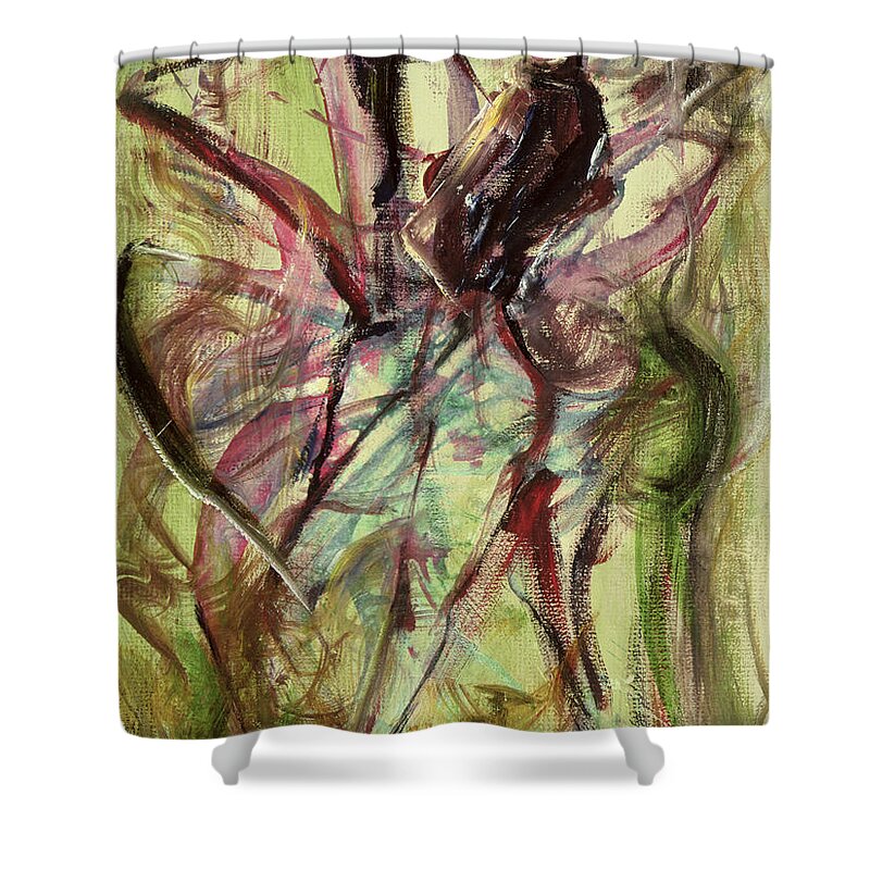 Female Shower Curtain featuring the painting Windy Day by Ikahl Beckford