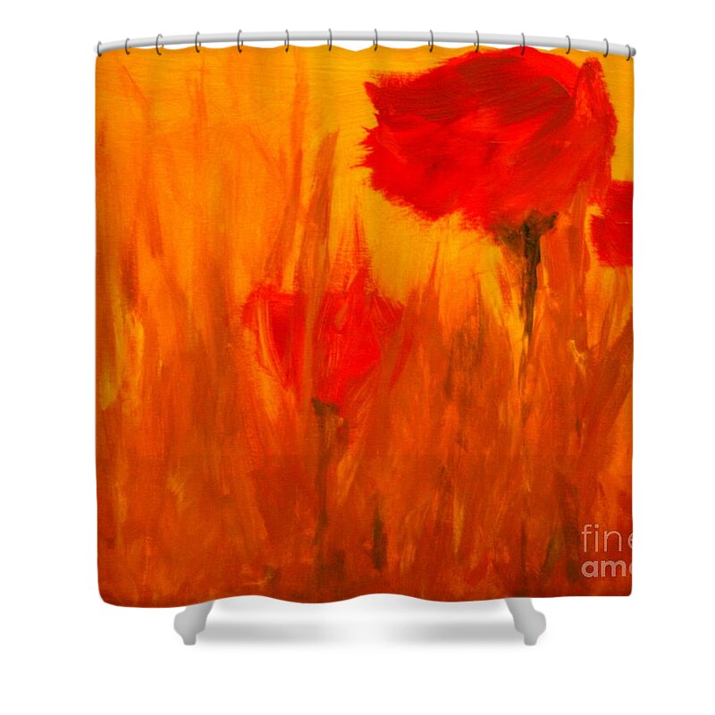 Flowers Shower Curtain featuring the painting Windy Red by Julie Lueders 