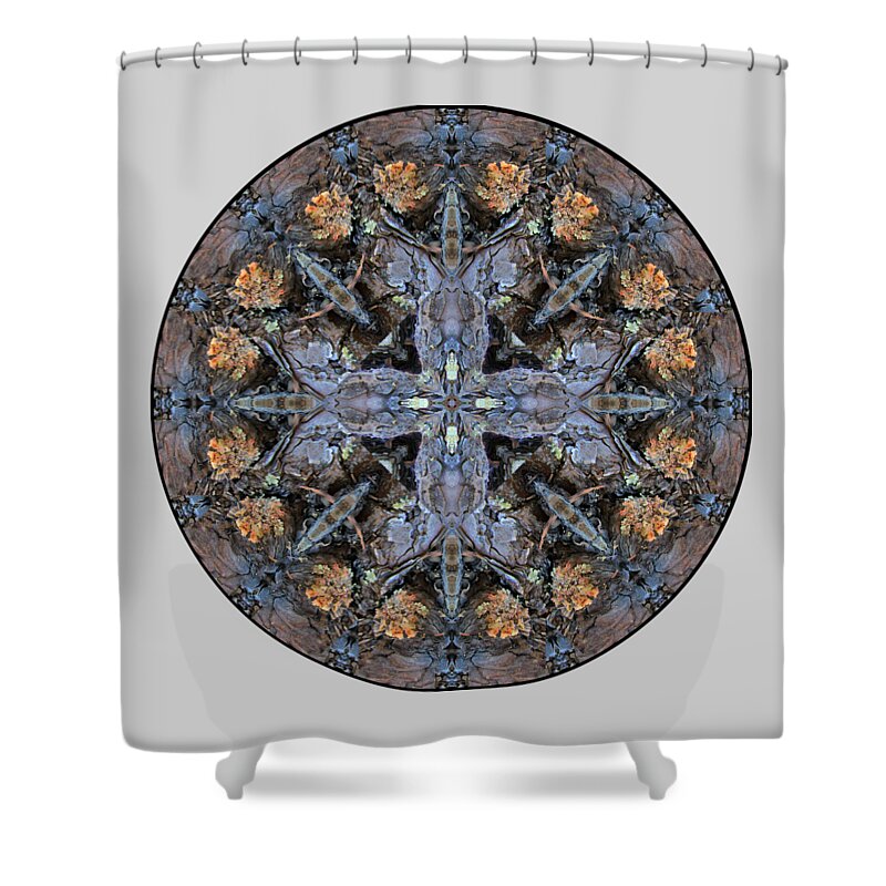 Mandala Shower Curtain featuring the digital art Winged Creatures in a Star Kaleidoscope #3 by Julia L Wright