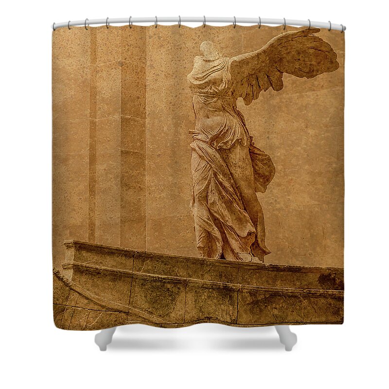 France Shower Curtain featuring the photograph Paris, France - Louvre - Winged Victory by Mark Forte