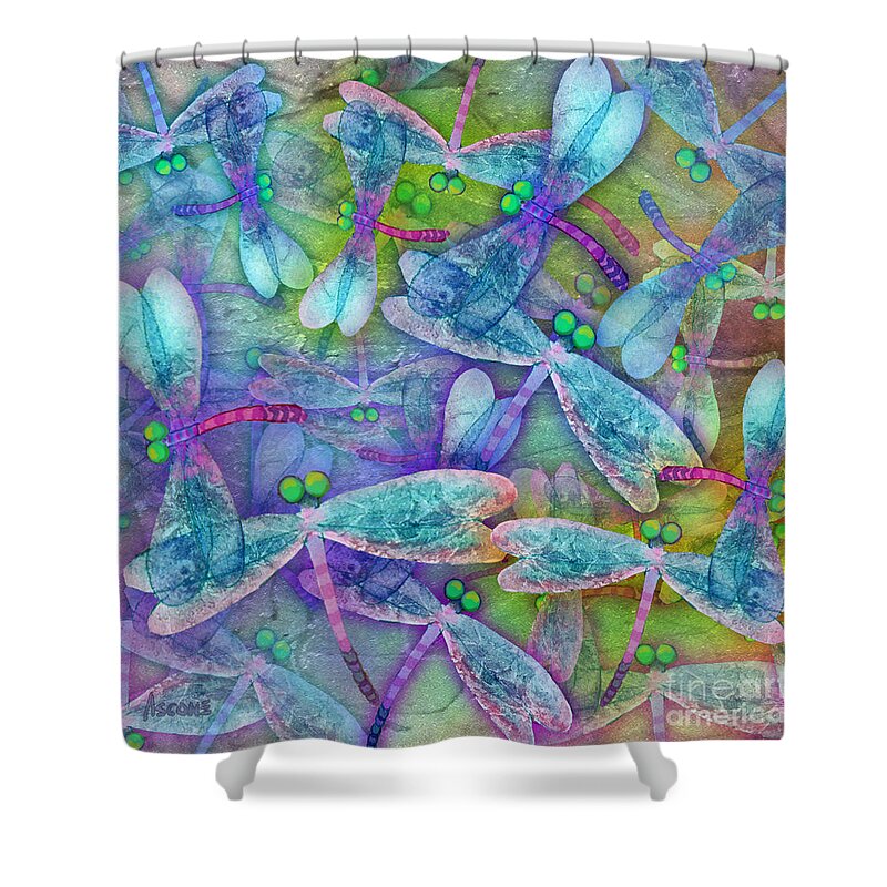 Wings Shower Curtain featuring the painting Wings Large in Square Format by Teresa Ascone