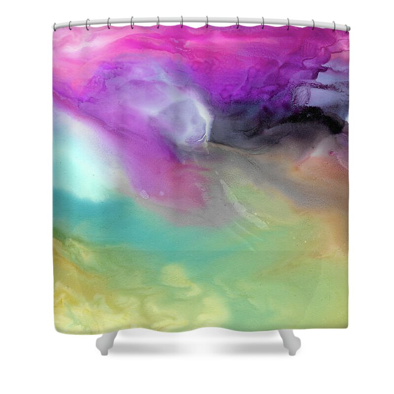 Abstract Shower Curtain featuring the painting Wings of Flight by Eli Tynan