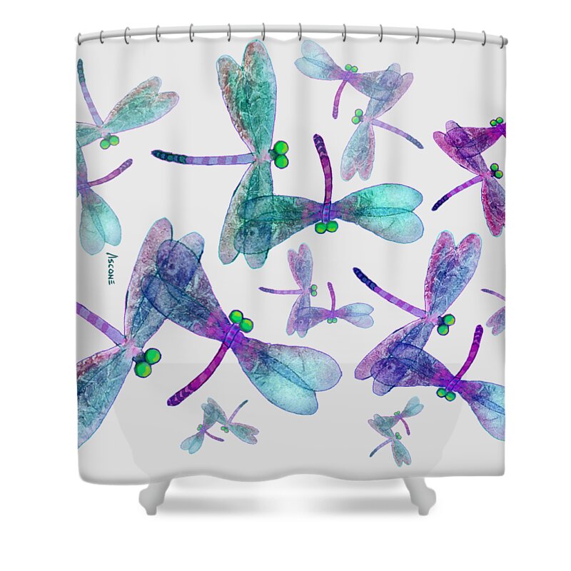 Wings Shower Curtain featuring the mixed media Wings shirt image by Teresa Ascone