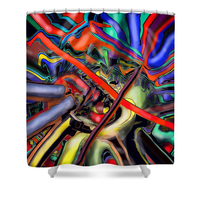Abstract Shower Curtain featuring the digital art Winning Centre Right by Ian MacDonald