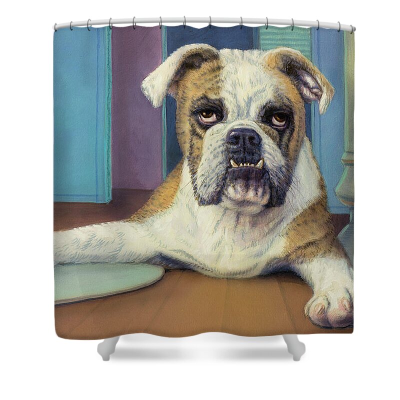 Dog Shower Curtain featuring the painting Winona by James W Johnson