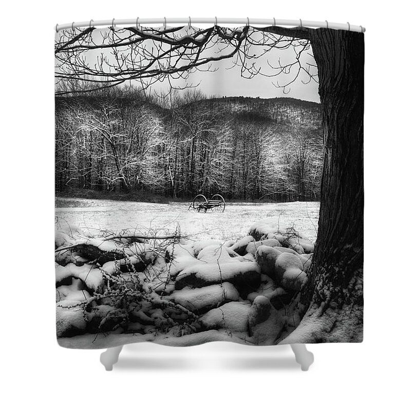 Stone Wall Shower Curtain featuring the photograph Winter Dreary by Bill Wakeley