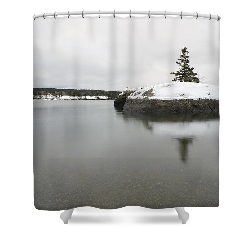 Water Shower Curtain featuring the photograph Winter in Blue Hill by Greg DeBeck