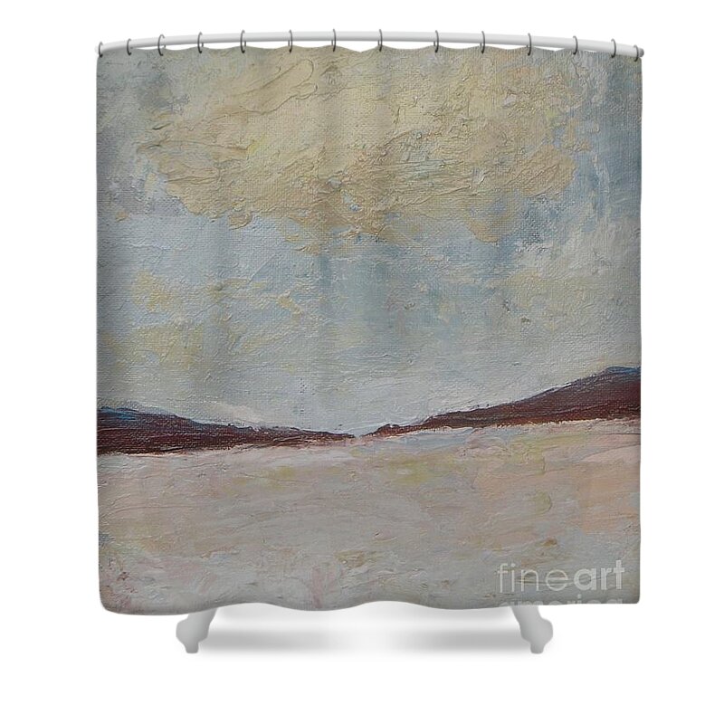 Landscape Shower Curtain featuring the painting Winter in January by Vesna Antic