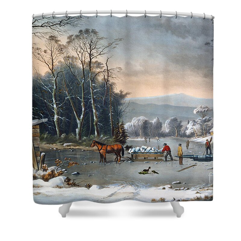 Winter In The Country Shower Curtain featuring the painting Winter in the Country by Currier and Ives