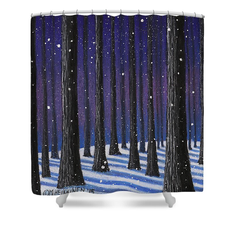 Winter Is Coming Shower Curtain featuring the pastel Winter Is Coming 01 by Michael Heikkinen