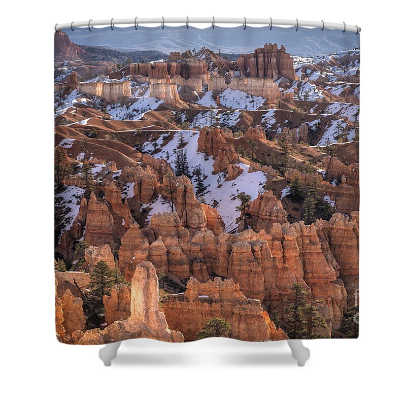 Bryce Canyon Shower Curtain featuring the photograph Winter is leaving Bryce by Jennifer Magallon