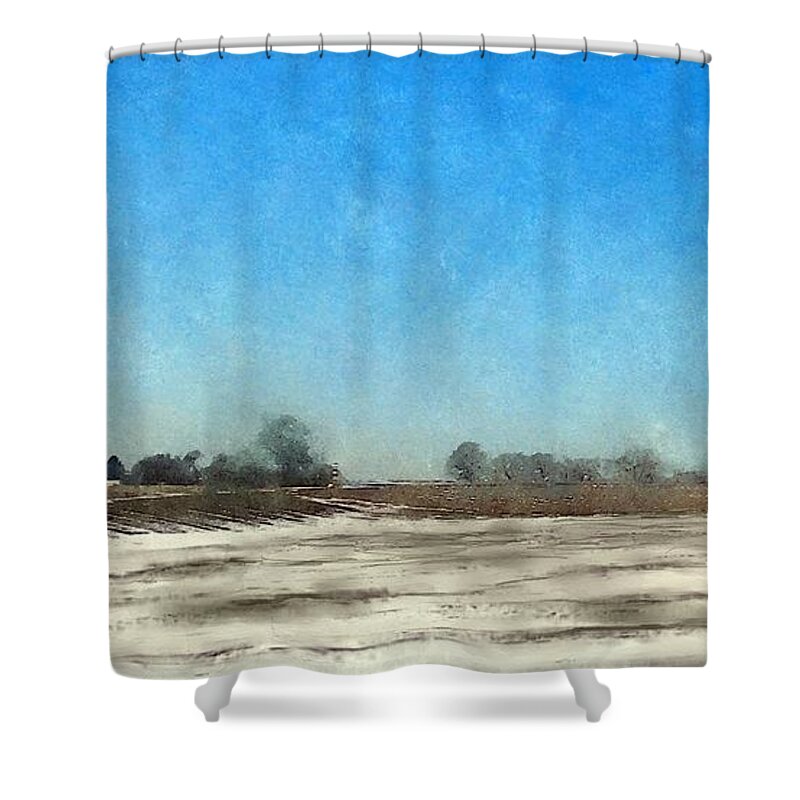 Winter Landscape Shower Curtain featuring the digital art Winter Landscape 3 by Wolfgang Schweizer
