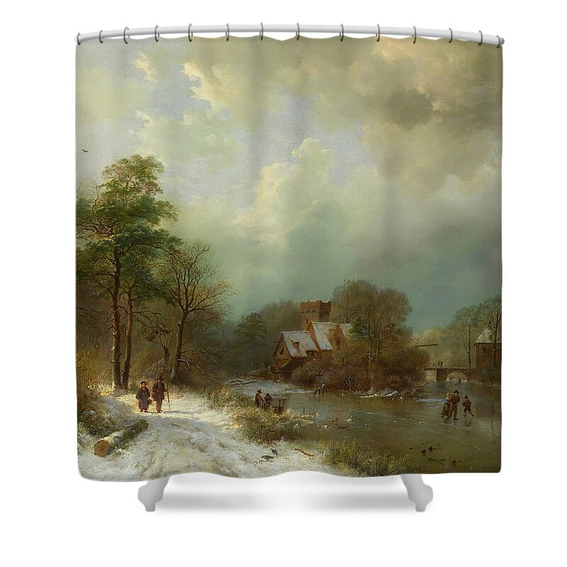 Painting Shower Curtain featuring the painting Winter Landscape - Holland by Mountain Dreams