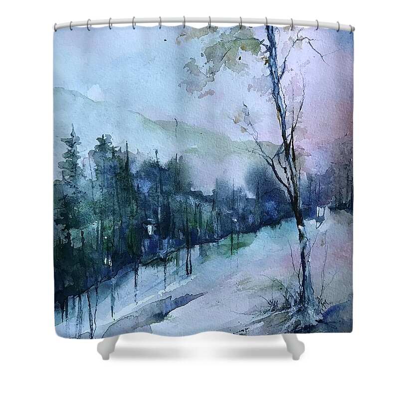Winter Shower Curtain featuring the painting Winter Paradise by Robin Miller-Bookhout