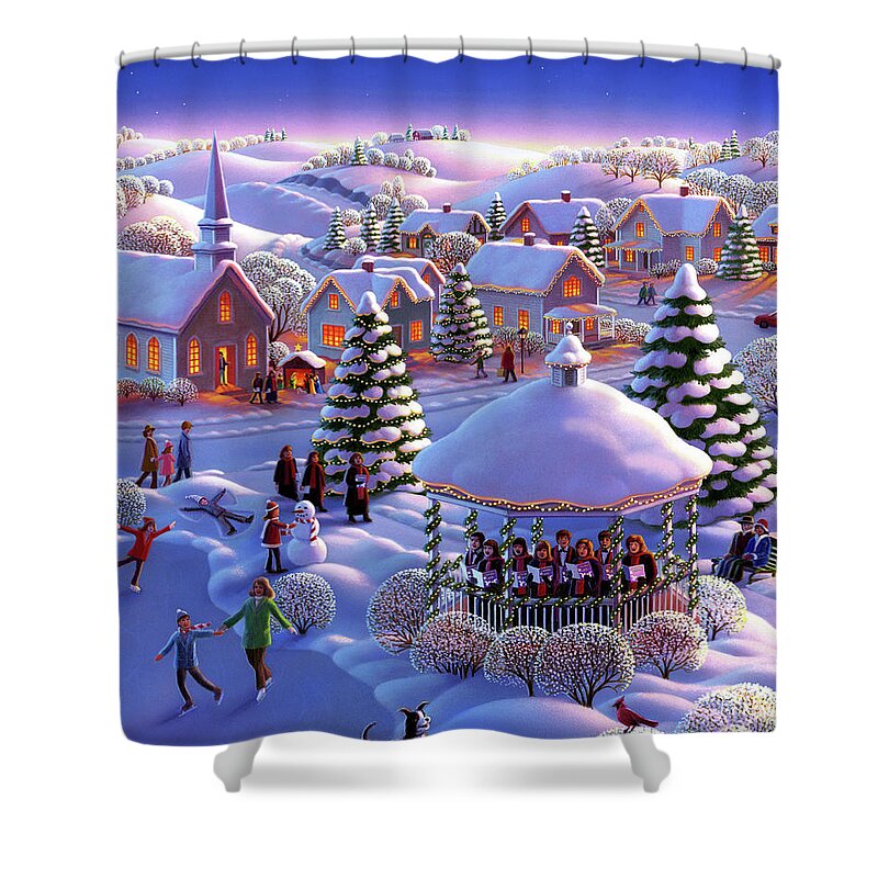  Christmas Town Shower Curtain featuring the painting Winter Park by Robin Moline