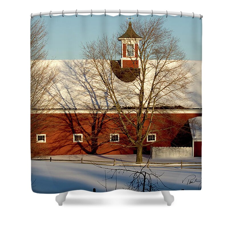 Hollis New Hampshire Shower Curtain featuring the photograph Winter Red by Paul Gaj