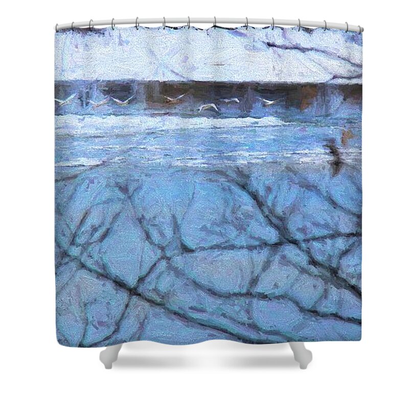 Water Shower Curtain featuring the photograph Winter River by Kathy Bassett