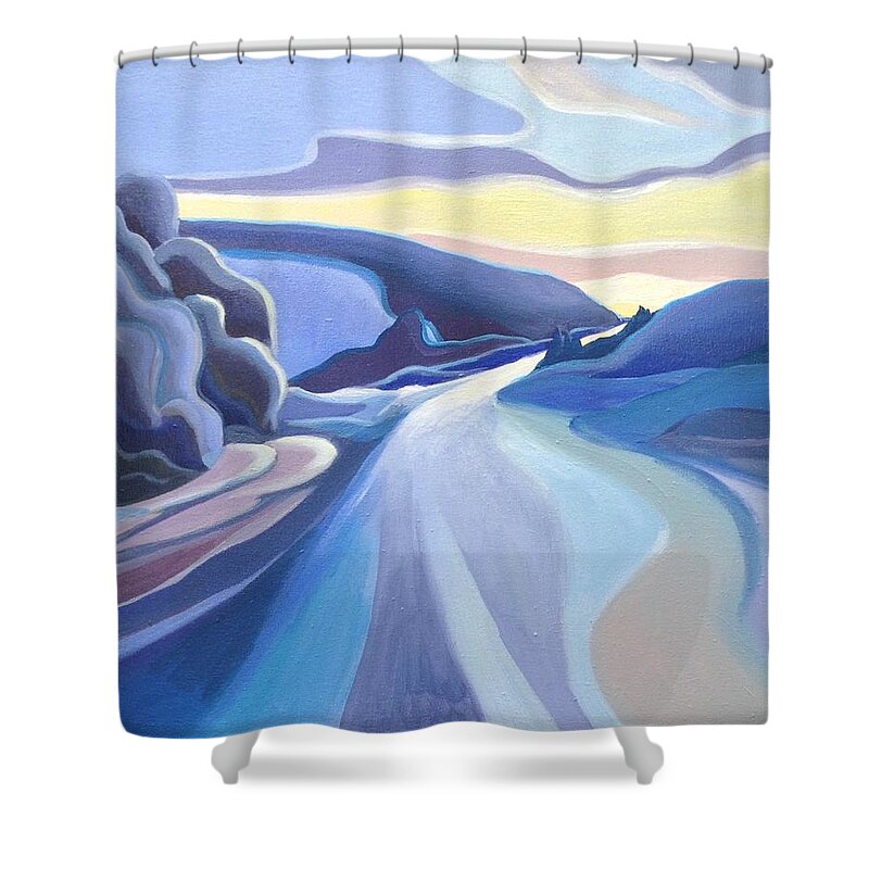 Group Of Seven Shower Curtain featuring the painting Winter Road by Barbel Smith