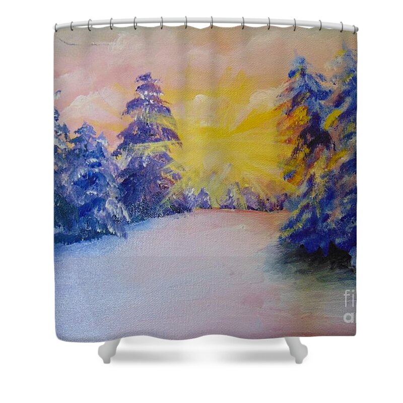 Winter Shower Curtain featuring the painting Winter by Saundra Johnson