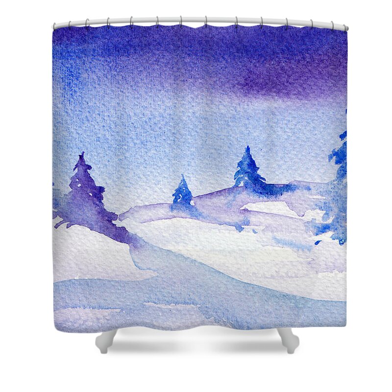 Landscape Shower Curtain featuring the painting Winter sky by Clara Sue Beym