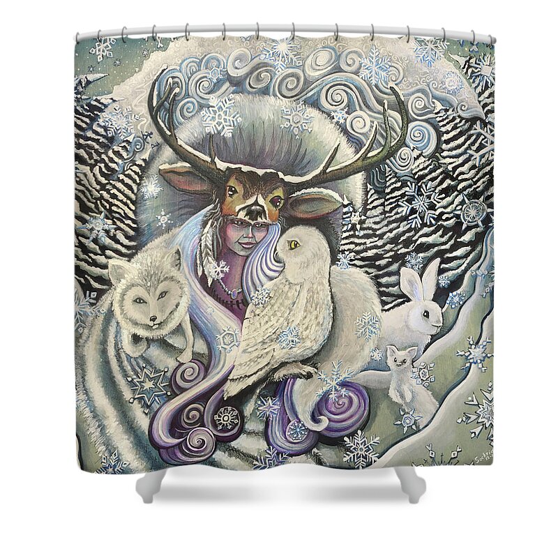 Winter Shower Curtain featuring the painting Winter Solstice by David Sockrider