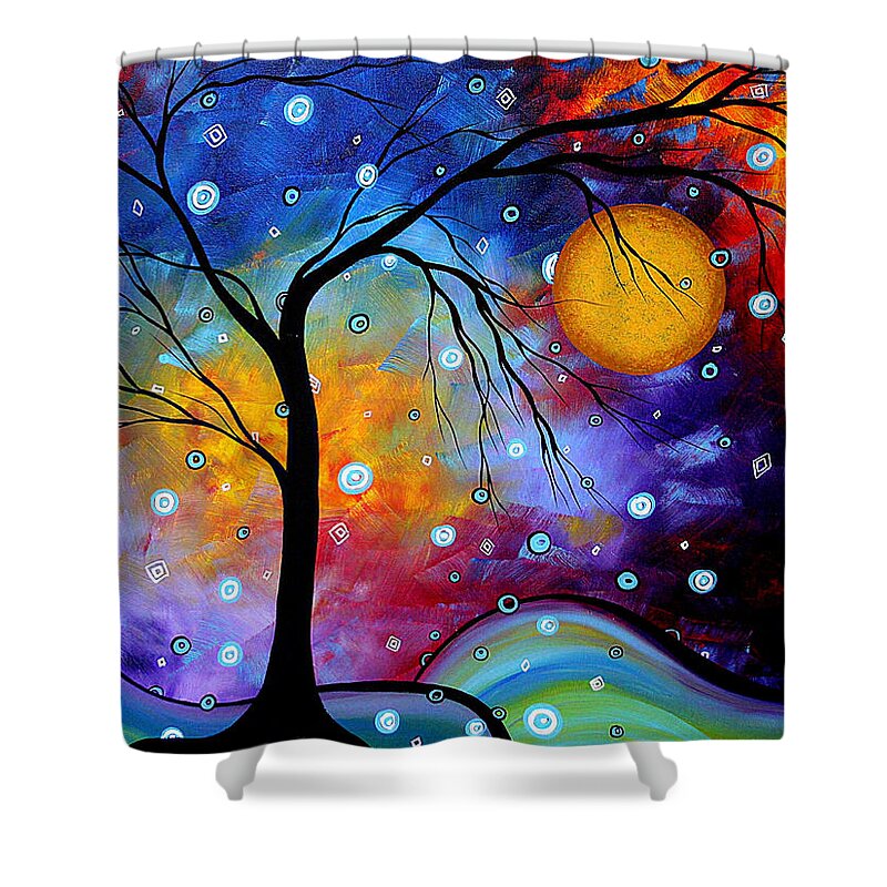 Abstract Paintings Shower Curtain featuring the painting Winter Sparkle by MADART by Megan Aroon