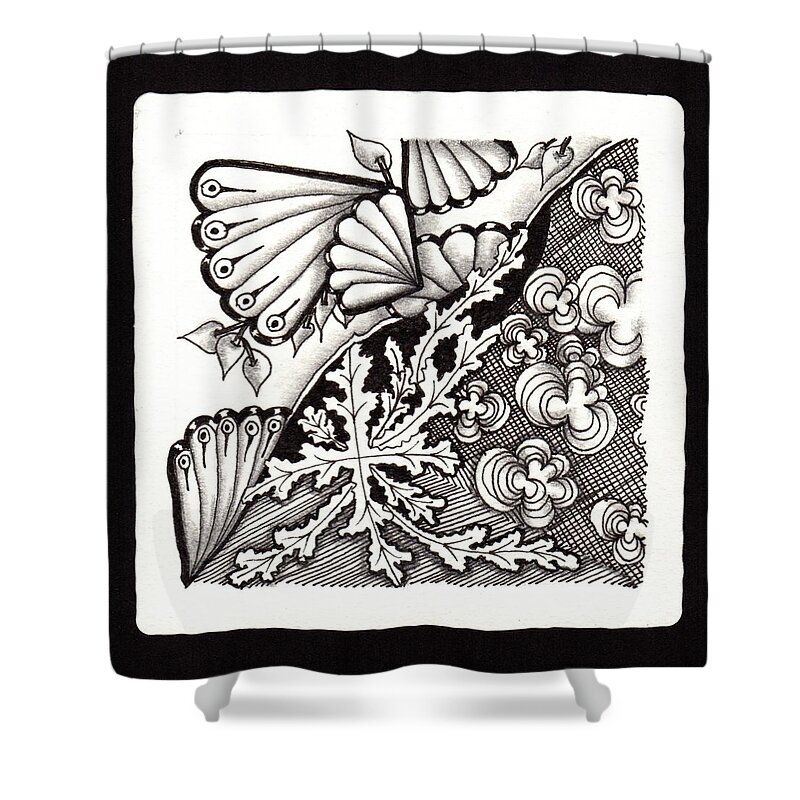 Zentangle Shower Curtain featuring the drawing Winter Spring Summer 'n Fall by Jan Steinle