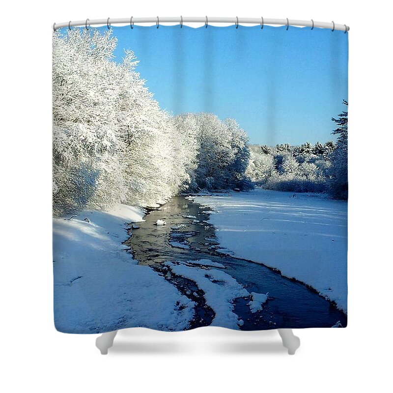 Winter Shower Curtain featuring the photograph Winter Stream by Dani McEvoy