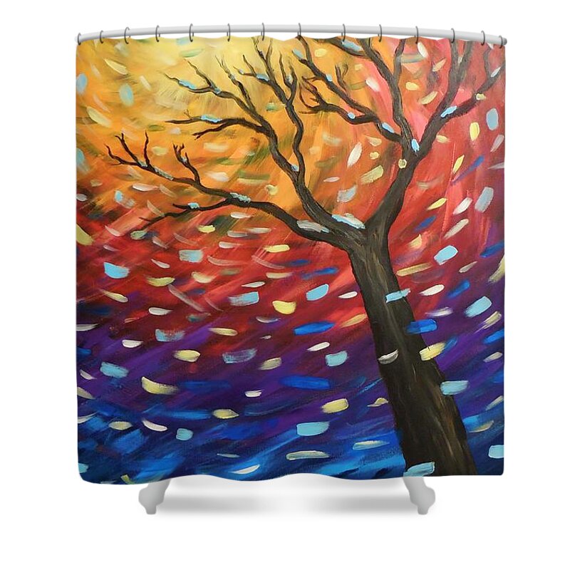 Winter Shower Curtain featuring the painting Winter Sun by Cami Lee