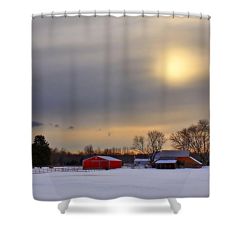 Barn Shower Curtain featuring the photograph Winter Sun by Evelina Kremsdorf