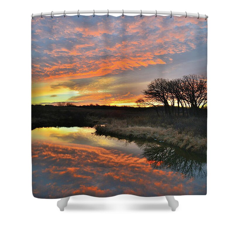 Glacial Park Shower Curtain featuring the photograph Winter Sunrise on Nippersink Creek in Glacial Park by Ray Mathis