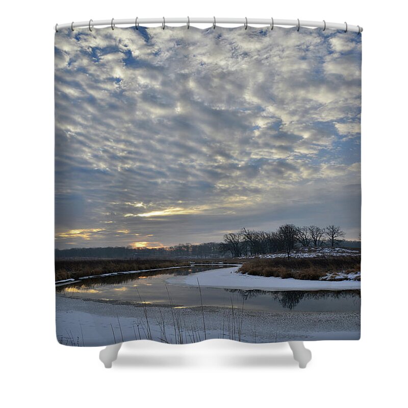 Glacial Park Shower Curtain featuring the photograph Winter Sunrise over Hackmatack National Wildlife Refuge by Ray Mathis