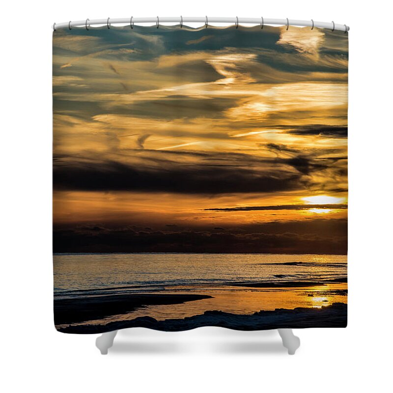 Ocean Shower Curtain featuring the photograph Winter Sunset by Cathy Kovarik