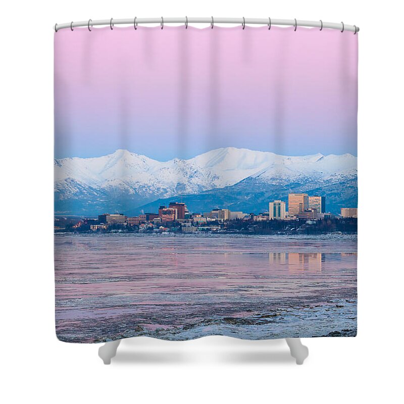 Alaska Shower Curtain featuring the photograph Winter Sunset over Anchorage, Alaska by Scott Slone
