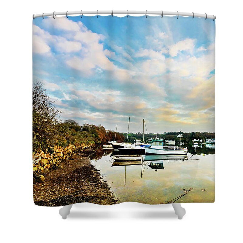 Mylor Shower Curtain featuring the photograph Winter Sunset by Terri Waters