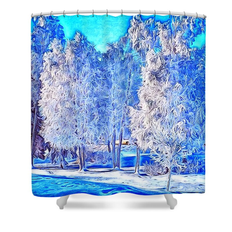 Trees Shower Curtain featuring the digital art Winter Trees by Ronald Bissett
