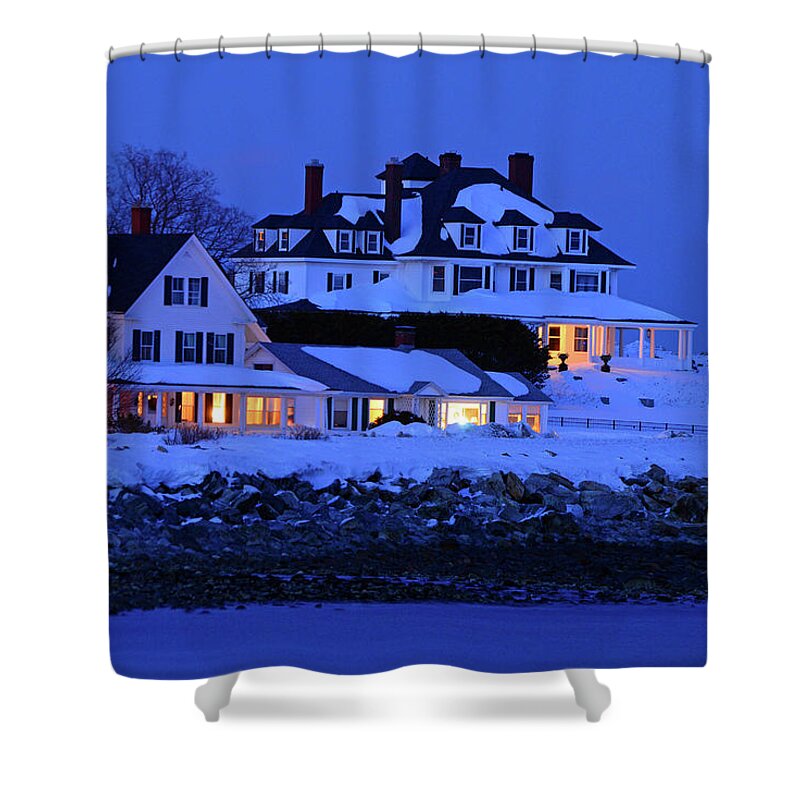 Hampton Shower Curtain featuring the photograph Winter Waterfront by James Kirkikis