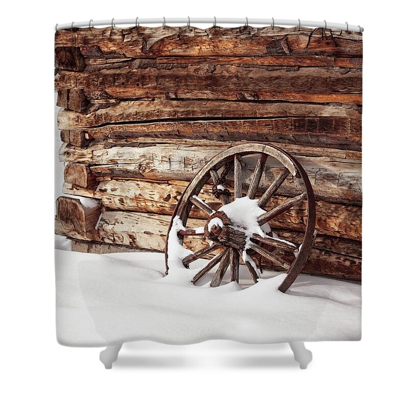 Snow Shower Curtain featuring the photograph Winter Wheel Color by Allan Van Gasbeck